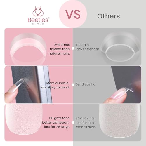 Beetles A- Square M Nail Tips Medium Square 576Pcs - Pre-Etched Acrylic Gel Extensions