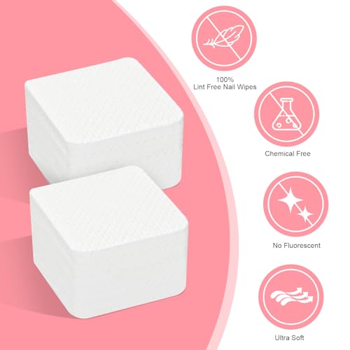 Lint Free Nail Wipes 540PCS - Soft Acetone Nail Polish Remover Pads for Nails & Eyelash Extensions - White