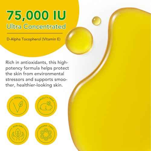 ELBBUB Vitamin E Oil - 75,000 IU Ultra Concentrated - Moisturizes, Fades Scars & Stretch Marks, Anti-Aging & Skin Hydration - for Face, Body, Hair, and Nails