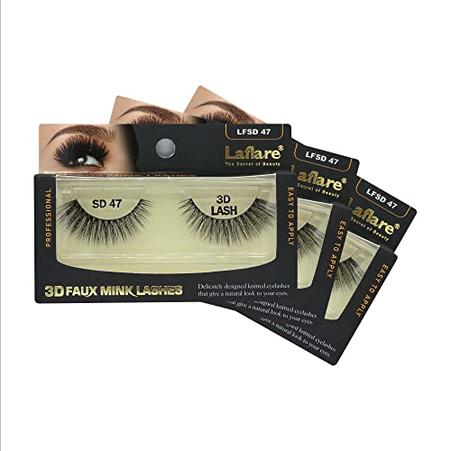 Laflare 3D Faux Mink Eyelashes - 3 Pack Bundle