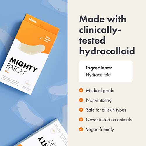 Hero Cosmetics Mighty Patch¢â Chin Patch - XL Contoured Hydrocolloid Chin Patch for Blemishes and Pimples - Non-Irritating (10 Count)