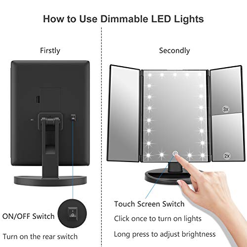 LED Makeup Mirror with 21 Lights & 2x/3x Magnification
