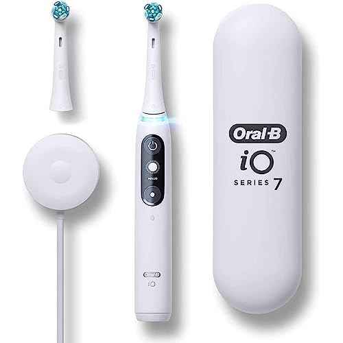 Oral-B iO Series 7 Electric Toothbrush with 2 Replacement Brush Heads, White Alabaster