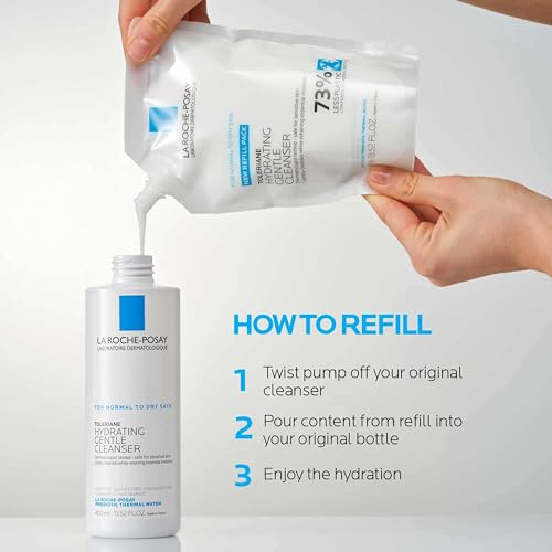 La Roche-Posay Toleriane Hydrating Gentle Face Cleanser | Hydrating Facial Cleanser With Niacinamide + Ceramides | Daily Face Wash For Dry Skin To Normal Skin | Sensitive Skin Tested | Fragrance Free