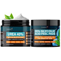 NUVADERMIS Urea Cream & 35% Glycolic Acid Pads - 40% Urea Foot Repair Lotion - Hand Dry Skin Callus Remover - Exfoliating Facial Peel - Natural Resurfacing for Sensitive Skin - 60 Double-Side Pads