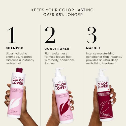 Framesi Color Lover Moisture Rich Conditioner - Hydrating Sulfate-Free Hair Care for Color-Treated Dry Hair with Quinoa & Coconut Oil, 16.9 Fl Oz