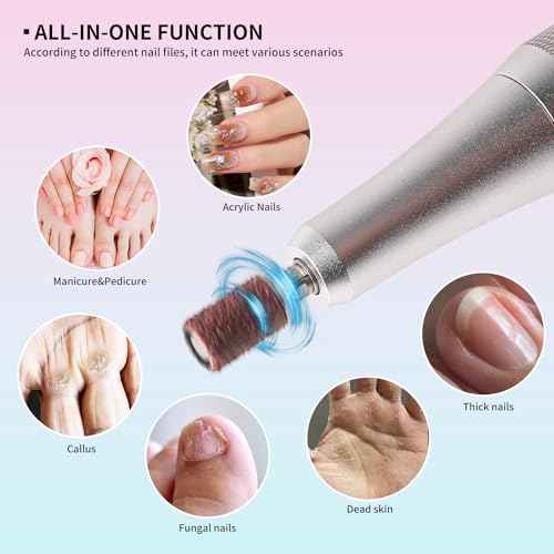 Electric Nail File for Acrylic Nail Kit, 45000RPM Electric Nail Drill Professional Manicure Pedicure Set with Nail Drill Kit Bits, Efile Cordless for Manicure