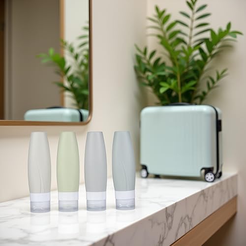 TSA Approved 3oz Silicone Travel Bottles - 4 Pack for Toiletries