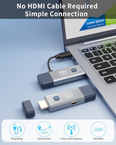 Wireless HDMI Transmitter & Receiver 328ft/100m 1080P Extender Gray