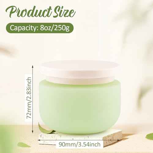 8 Pcs 8oz/250g Plastic Containers Empty Cosmetic Jars Wide Mouth Makeup Sample Storage Pot with Lid & Inner Liner for Lotion Cream Ointments Makeup Nails Paint Jewelry - Green