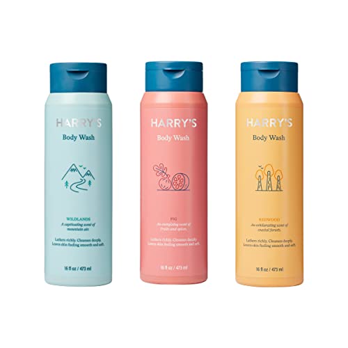 Harry's Men's Body Wash Shower Gel, Variety - Fig, Wildlands, Redwood (Pack of 3)