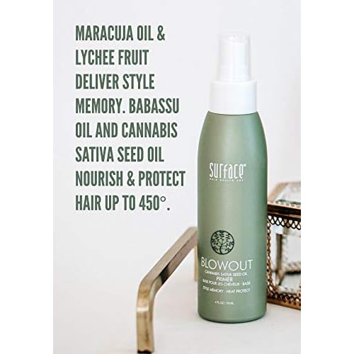 SURFACE Hair Blowout Primer Hair Spray for Men and Women, 4 oz - Lightweight, Nourishing Thermal Spray with Babassu Oil - Fast-Drying Blow Dry Spray for Long-Lasting Style