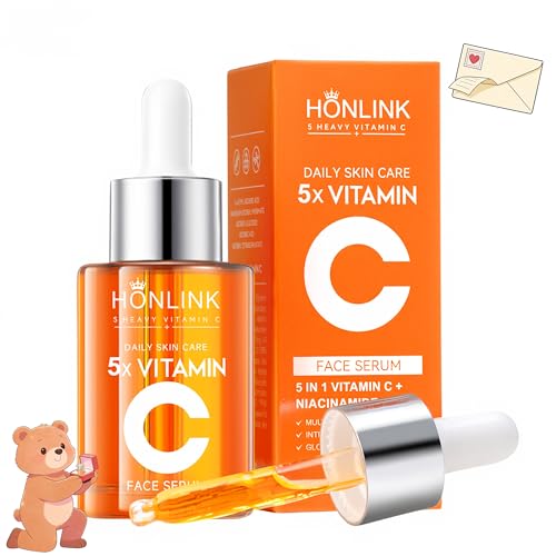 Vitamin C Face Serum & Essence by HONLINK, 5X Vitamin C with Niacinamide & Hyaluronic Acid, Lightweight Hydrating Serum for Dull Skin, Uneven Tone & Pores, Valentine¡¯s Day Skincare Gift for Her