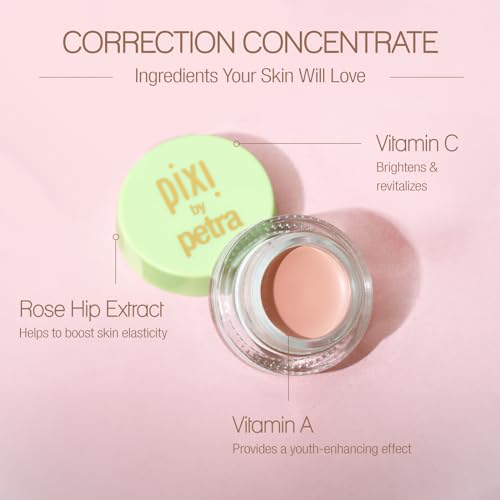 Pixi Beauty Correction Concentrate - Brightening Peach, Under Eye Colour Corrector, Illuminating Concealer, 0.1 Fl Oz
