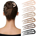 French Hair Pins 6 Pack - Large U-Shaped French Twist Hair Clips in Light Khaki & Brown