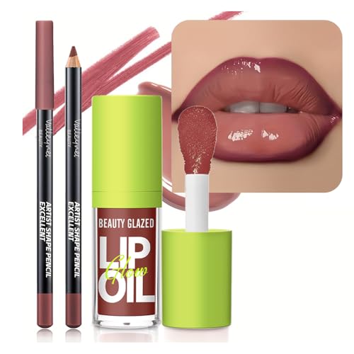 Beauty Glazed Lip Gloss & Lip Liner Set - Berry Brown Ombre