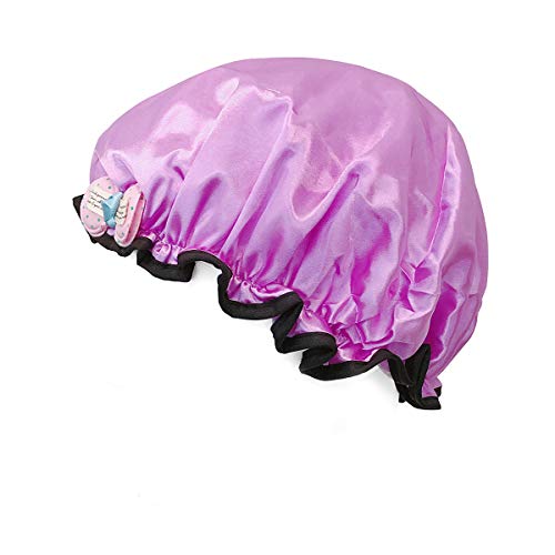 Wrapables¢ç Fun and Novelty Double Layer Waterproof Shower Caps for Kids (Set of 2), Precious Bow
