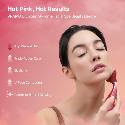 VRAIKO Lily Neck Face Massager, Face Sculpting Tool, 3-in-1 Facial Device with Thermal, Triple Action Care, for Enhanced Absorption Radiance Contouring Elasticity and Lymphatic Drainage (No Stand)