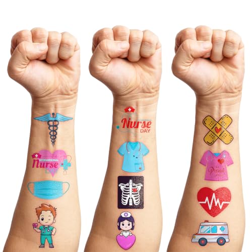 96 PCS Nurse Temporary Tattoos for Kids Party Favors