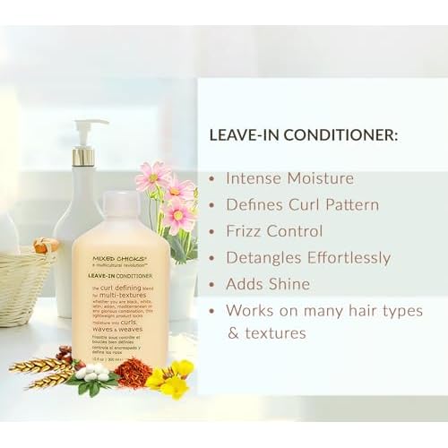 Mixed Chicks Quad Pack - Shampoo 10 fl. oz., Deep Conditioner, 8.0 fl. oz., Leave-In Conditioner, 10 fl. oz., Hair Silk, 1.7 fl. oz