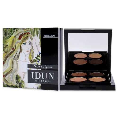 IDUN Minerals Eyeshadow Quad Palette, Brunkulla - Matte & Shimmer Shades - Highly Pigmented Intense Color - 100% Vegan, Highly Purified, Safe for Sensitive Eyes - Browns, Gold, Pink - 0.14 oz