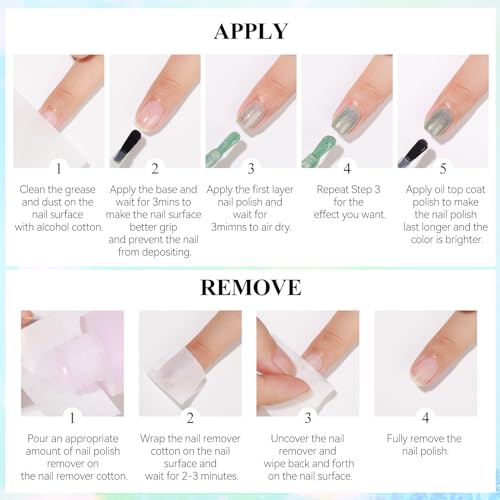 Iridescent Holographic Nail Polish 12ML*4Colors Silver Pink Red Green Nail Polish Fast Drying