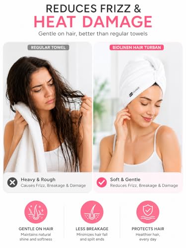 Cotton Hair Towel Wrap 3-Pack, Quick Dry Hair Turban for Women