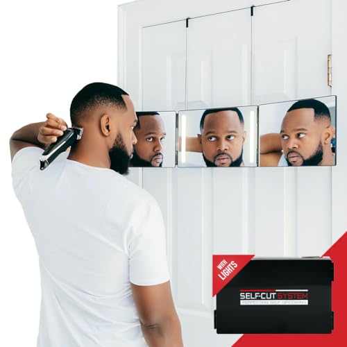 Self-Cut System 3-Way Mirror with LED Lights - Portable Trifold