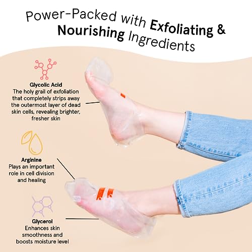 grace & stella Award-Winning Foot Peel Mask (2 Pairs, Lavender) - Foot Peeling Mask with Aloe Vera - Moisturizing Foot Mask for Dry Cracked Feet - Foot Exfoliator for Baby Soft Feet