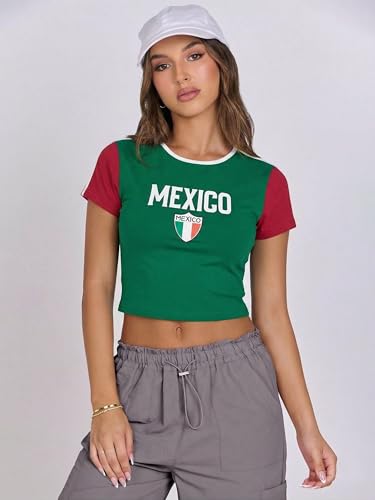 Mexican Flag Crop Top for Women - Soccer Match Shirt, Summer Activewear