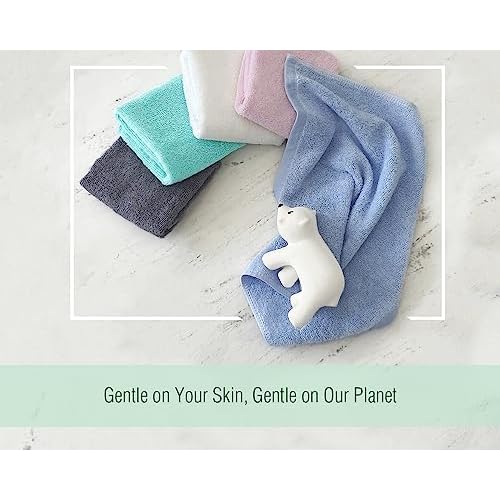 12 Pack Washcloths 13" x 13" - Soft Wash Cloths for Your Face Towel, Viscose derived from Bamboo & Cotton Blend Wash Cloths for Your Body (White)