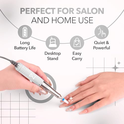 Professional Cordless Nail Drill Machine - 35,000 RPM, 2-in-1 Design
