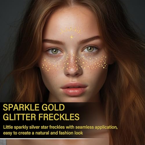 Gold Glitter Face Gems - 20 Pcs Self-Adhesive Makeup Patches