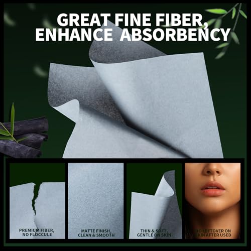 Bamboo Charcoal Blotting Paper for Oily Skin, 1200 Sheets
