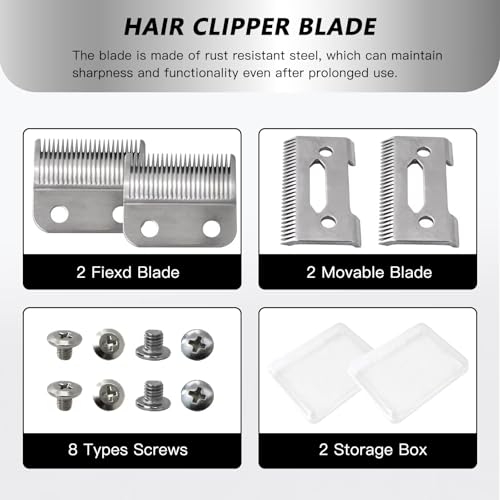 Steel Hair Clipper Blade Fit for Wahl Precision MC3 Blades, Pack of 2 Steel Blades Replacement for 2-Hole Standard Wedge 5 Star Legend Clippers by YTXXDEUS