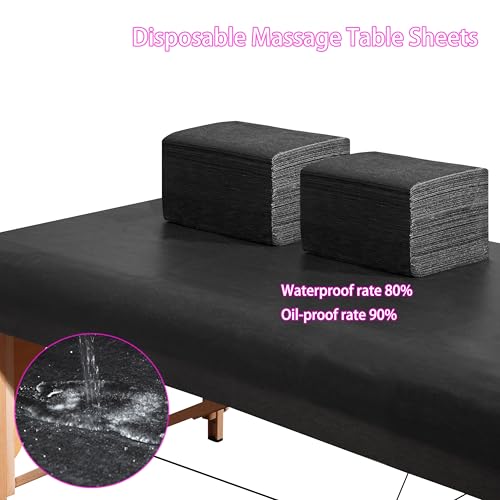 Disposable Massage Table Sheets 100 Pcs 31x71in Nonwoven Bed Cover – Black