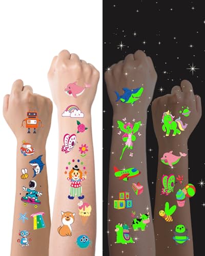 Glow in the Dark Temporary Tattoos, 30 Sheets Waterproof
