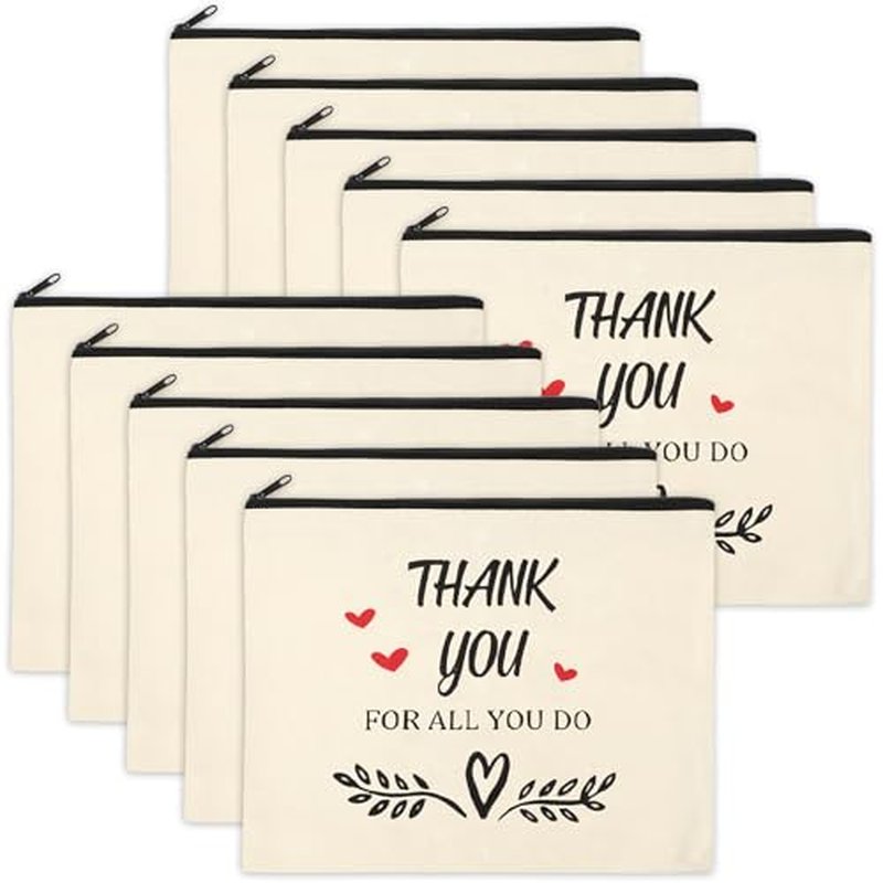 Coume 12-Pack Inspirational Makeup Bags for Teachers & Nurses