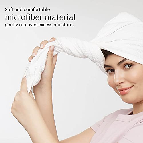 T3 Luxe Turban Towel | Soft Microfiber Material, Waffle Texture, Tapered Design, Comfortable Fit forMost Hair Lengths