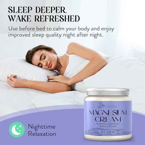 Magnesium Cream for Sleep - Topical Magnesium for Women, Muscle Relaxation, Calm, Moisturizing with Coconut Oil, Shea Butter & Hyaluronic Acid, 4.23 OZ, Safe for Kids (4.23 Ounce, Lavender)
