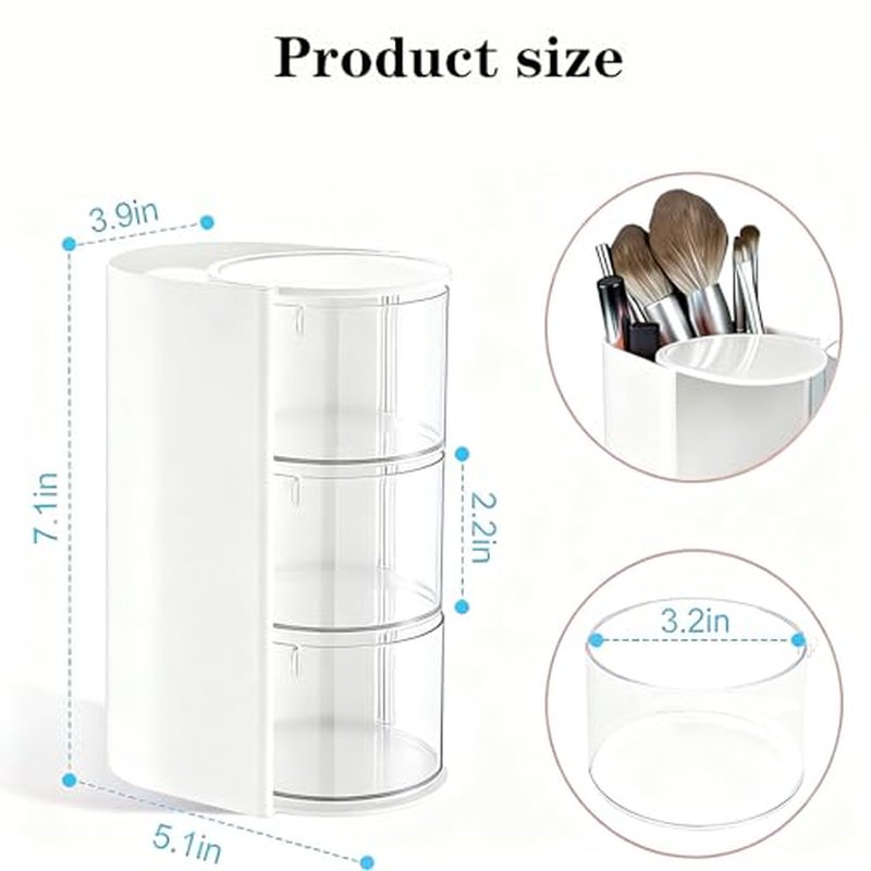 3-Tier Rotating Jewelry Organizer & Makeup Brush Holder