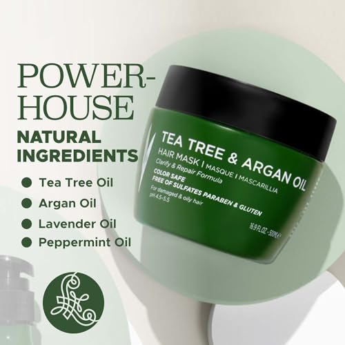 Luseta Tea Tree Hair Mask for Oily & Damaged Hair - 16.9 Oz Clarifying Treatment