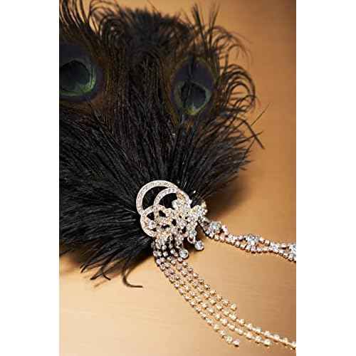BABEYOND 1920s Flapper Headpiece Headband - Roaring 20s Great Gatsby Feather Headband 1920s Flapper Gatsby Accessories