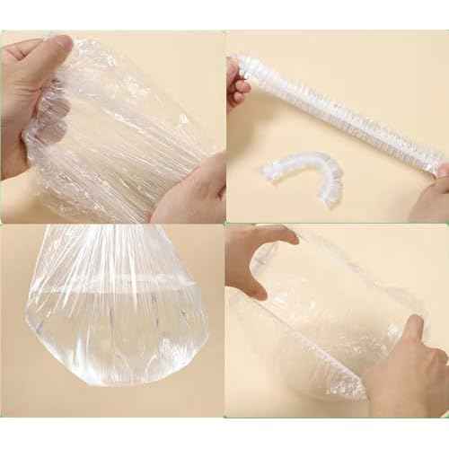 100 PCS Disposable Shower Caps Plastic Clear Hair Cap Elastic Waterproof Hair Bath Caps Thick Shower Cap for Women Hotel Hair Salon Travel Spa Home Use Beauty Salon Accessories Cleaning Supplies 20.5"