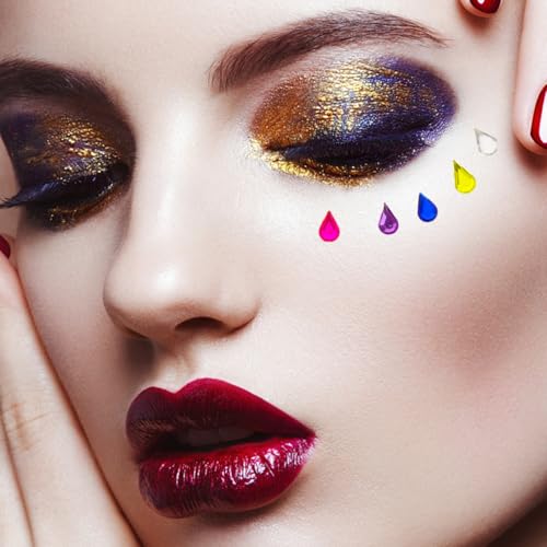 Children Face Gems Stickers 5 Sheets Self Adhesive Rhinestone Decals for Festival Party Makeup and Performance Face Jewels