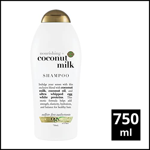 OGX Nourishing Coconut Milk Shampoo for Strong, Healthy Hair - With Coconut Oil, Egg White Protein, Sulfate & Paraben-Free - 25.4 fl oz