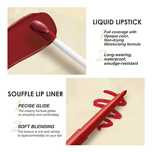 BestLand Matte Liquid Lipstick & Liner Set - 6pc Waterproof