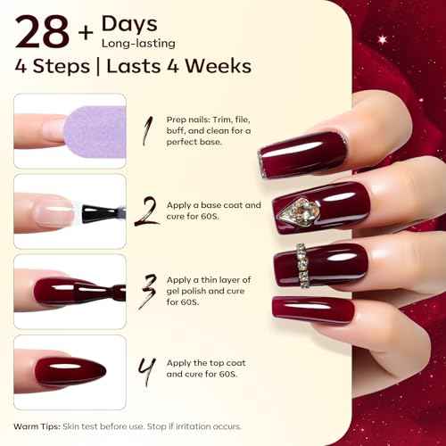 Makartt Dark Red Burgundy Gel Polish: 15ml Maroon Red Gel Nail Polish Fall Winter Soak Off UV LED Lamp Art Manicure Salon DIY Home Intense Color Gifts for Women Crimson Luxe