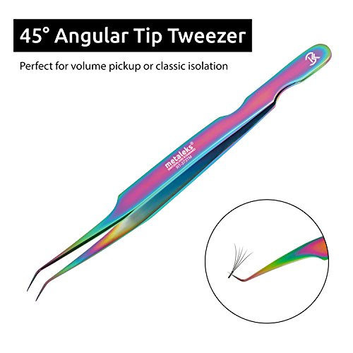 3 Pcs Russian Volume Japanese Stainless Steel Tweezers for Eyelash Extension (Multi Titanium Coated.)