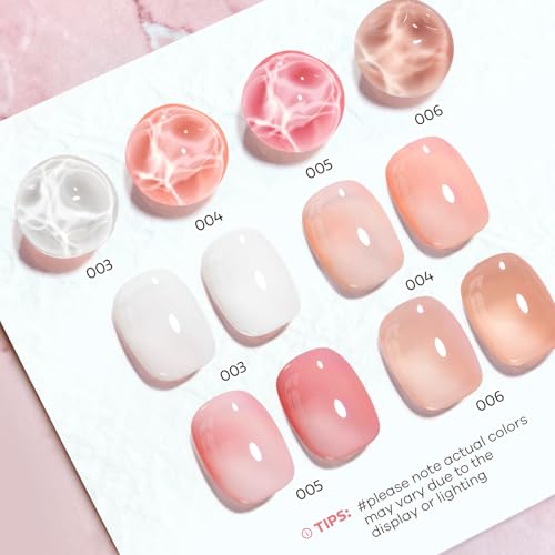 Nude Pink Nail Polish Set - 4 Sheer & Glossy Colors for Natural Manicure